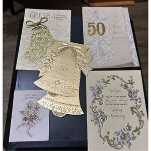 Vintage 1960s  Greeting Card 50th Gold Wedding Anniversary Lot 5 Hallmark Gibson